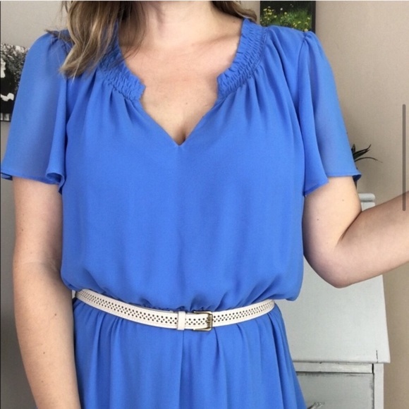 RW&CO. Dresses & Skirts - RW&CO Flutter Sleeve Indigo Blue Dress